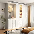 Modern White Wardrobe With Cabinet Doors Drawers Hanging Area Hat And Bag Storage Interior Decor