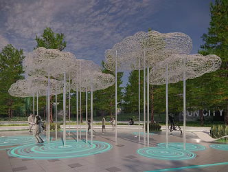 Modern City Sculpture Cloud Theme Commercial Square Commercial Square Cloud Art Installation Abstract Art Sculpture 3d model