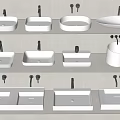 Modern Bathroom Washbasin Designs With Various Shapes And Black Faucet Fittings