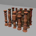 Modern Railing Solid Wood Roman Column 3d model