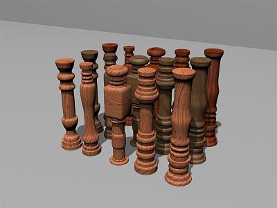 Modern Railing Solid Wood Roman Column 3d model