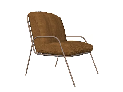 Modern Brown Accent Chair With Padded Seat And Metal Frame Design 3d model
