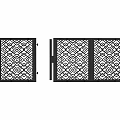 Metal Fence Design With Vertical Bars Circular Center And Side Panels