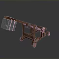 Ancient Medieval Wooden Catapult Siege Weapon With Wheels And Launching Mechanism