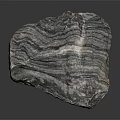 Natural Green Gray Striped Stone With Unique Texture And Raw Surface Design 3d model
