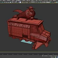 Pink Utility Vehicle Featuring Giant Ice Cream Cone on Roof with Wings and Hat Design