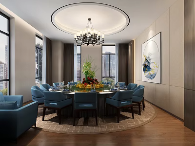 New Chinese Room Restaurant Room 3d model