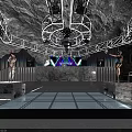 Modern Bar Interior With Stage Leather Sofas Colorful Lighting And Sound System