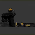 Modern Black Tactical Pistol With Scope Magazines And Ammunition 3d model