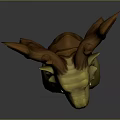 Game Movie Character Dragon Head 3D Model With Yellow Body And Brown Antlers