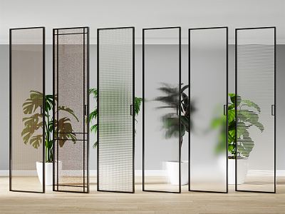 Modern sliding door glass sliding door 3d model