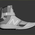 Gray And White High Top Sports Shoes With Modern Design Reflective Mesh And N Logo