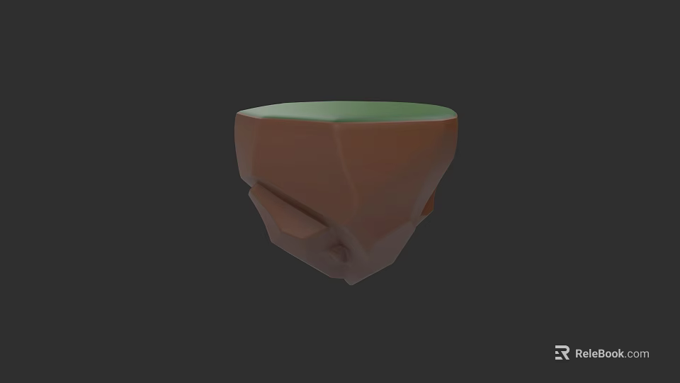 Micro Terrain 3D Model With Irregular Brown Shape And Smooth Green Top 3d model 