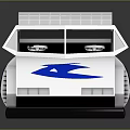 Silver Metallic Model Vehicle With Blue Bird Logo Number 51 Reflective Surface 3d model