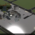 Modern Commercial Complex With Urban Plaza Unique Roof Structure And Night Lighting