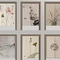 Traditional Chinese Decorative Paintings With Lotus Calligraphy Landscape And Orchid Ink Elements For Wall Decor