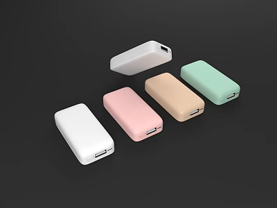 Essential Portable Power Banks In Various Colors For Mobile Digital Devices 3d model