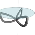 Modern Coffee Table With Glass Top And Black Intertwined Metal Base Design