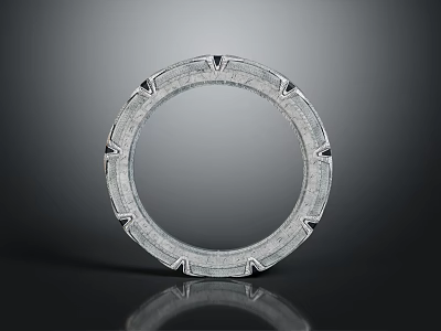 Industrial Circular Metal Ring With Geometric Details And Textured Surface 3d model