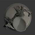 Slim Alien Creature Model With Elongated Body And Skeletal Structure On White Base
