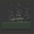 Green Tank 3D Model In Forest With Trees And Grass Terrain