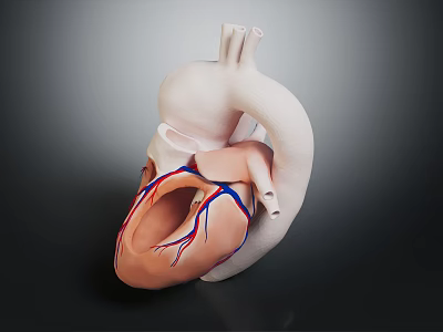 Realistic Thoracic Organ Heart Anatomical Model Showing Red Blue Blood Vessels Structure for Medical Education 3d model