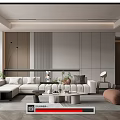 Modern Living Room Sofa Coffee Table Combination Multi-person Sofa Lazy Sofa Floor Lamp Sculpture Ornaments 3d model