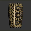 Woven Yellow Black Geometric Pattern Box Bag With Gold Chain Strap