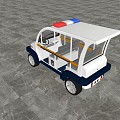 Small Patrol Police Vehicle With Blue Red Lights And White Blue Body