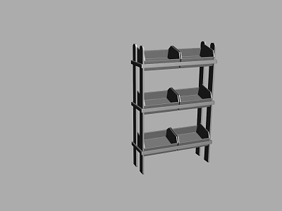 Multi Tiered Storage Shelf With Three Levels And Grooved Design For Organizing 3d model
