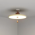 Modern Circular Ceiling Light With White Lampshade Metallic Base And Small Pendant 3d model