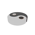 Yin Yang Shaped Device With Black And White Sections And Circular Components