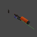Weapon With Orange Cylindrical Component Blue Rope Wrapped Grip And Green Laser Sight 3d model