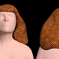 Game and Movie Character With Orange Yellow Wavy Long Hair No Facial Features Black Background