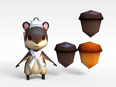 Adorable Cartoon Squirrel Themed Storage Locker Featuring Colorful Acorn Ornaments 3d model