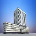Modern Office Building Exterior With Tall Structure Numerous Windows And Horizontal Lines