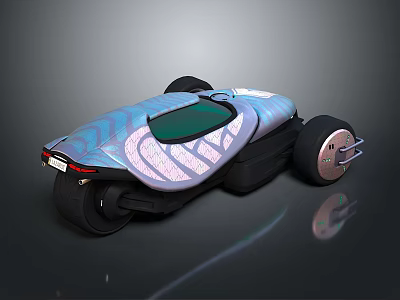Futuristic Concept Car With Sleek Design Blue Silver Body Green Transparent Roof And Unique Wheels 3d model