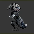 3D Sci Fi Fantasy Character Armored With Scales And Mechanical Armor Design