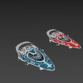 Two Blue White and Red Fighter Jets with Cockpit Engines on Tarmac