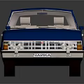 Classic Blue Vintage Sedan With Sleek Body Lines And Retro Front Headlights