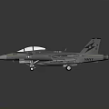 Gray Military Fighter Jet with Cockpit Missiles and Landing Gear Features