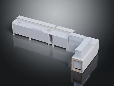 Modern White Kitchen Cabinet System With Modular Units And Wooden Accents 3d model
