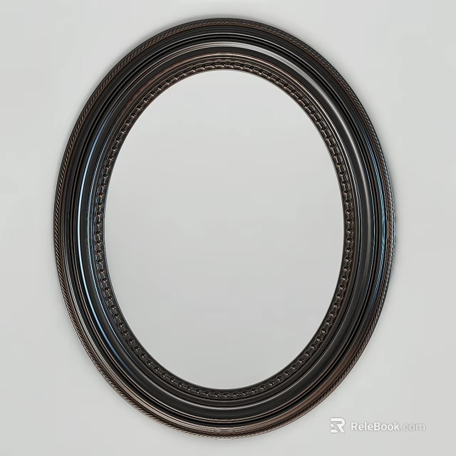 Elegant Oval Mirror With Ornate Decorative Frame And Classic Design 3d model 