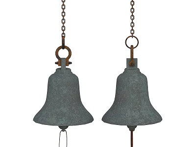 Two Hanging Bronze Colored Ceramic Vessels With Chains And Vintage Style 3d model