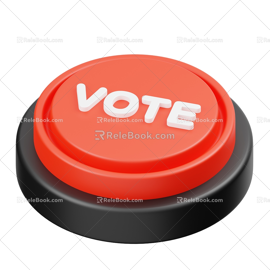 Modern button English letter cartoon button 3d model