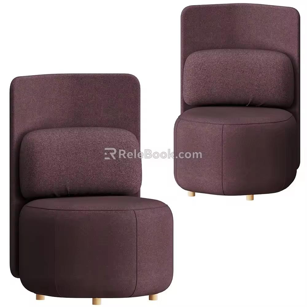 Hex Nordic Wine Red Single Sofa 18 3d model
