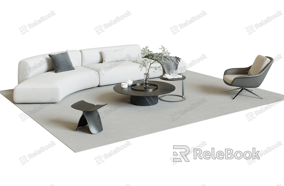 Modern Sofa Coffee Table Combination Leisure Chair Coffee Table Multiplayer Sofa model