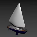 Modern Blue Hull Sailboat With White Sails And Wooden Deck Design