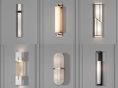 Contemporary Modern Wall Lamps With Metal Frames Marble Accents And Glass Shades 3d model