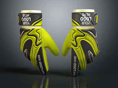 Yellow And Black Sport Gloves Design With Your Logo Space And Modern Pattern 3d model